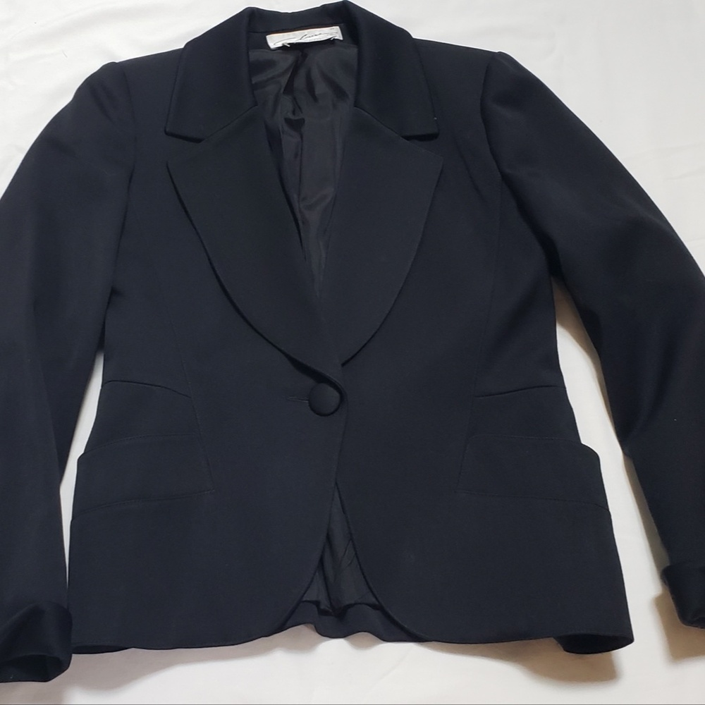 Bergdorf Goodman Women's Black Wool Blazer Jacket, Claire Made in France, Sz. 8
